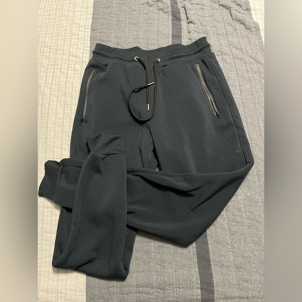 Men's Navy Blue Joggers with Zippered Pockets